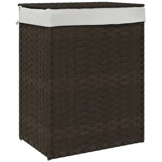 vidaXL Wäschekorb mit Deckel Dunkelbraun 46x33x60 cm Poly Rattan