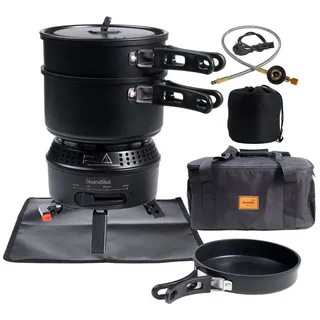 Skandika Campingkocher Rask SET - 2 in 1 Betrieb mit Strom oder Gas schwarz No Size