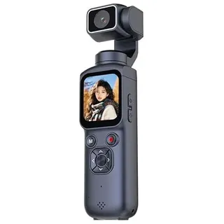 PUSOKEI 4K-Taschen-Vlogging-Kamera mit WLAN, Tragbarer Video-Camcorder mit Audio- und Videoaufzeichnung, um 330° Drehbares Objektiv, Loop-, 1,72-Zoll-Touchscreen