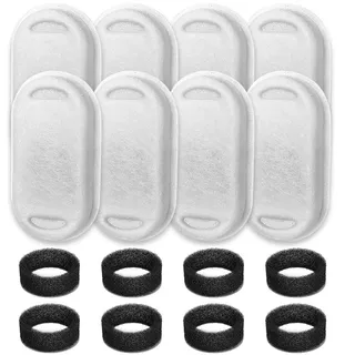 Acmerota Filter für Katzenbrunnen, Katzenbrunnen Filter, 8 Stück Filter + 8 Stück Schaumstofffilter für Trinkbrunnen für Katze für Tomxcute 108oz/3.2L Edelstahl Katzenbrunnen, 2L/3.2L/4L Brunnen