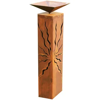 Gartendekoshop24 – Gartendeko Rostsäule, Rostschale zum Dekorieren, für draußen, 80 cm. Handgemachte Rostsäule aus Edelrost, für draußen, mit Schale. Für den Garten, Outdoorbereich.