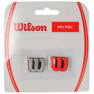 Wilson Logo-Vibrationsdämpfer für Tennisschläger, Pro Feel, 2er Pack, rot/Silber, WRZ537600