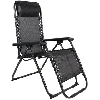 Mojawo Luxus Comfort Relaxstuhl Liegestuhl klappbar verstellbar mit Kopfpolster Schwarz und Grau