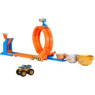 Mattel Hot Wheels Monster Trucks Loop & Flip Trophy Challenge-Spielset und Die-Cast-Bigfoot Spielzeugtruck