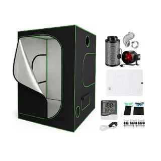 PACKSAUS® Hydro 600D Growzelt 100x100x200cm Anzucht Komplettset: Umfassendes LED Grow Tent Kit, inkl. Belüftungssatz für den Indoor-Anbau-Gewächshaus