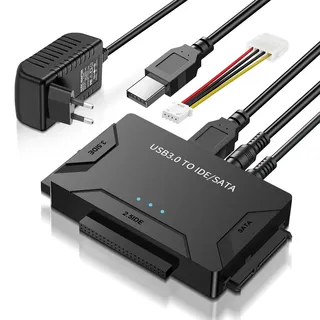 LUIRSAY IDE/SATA auf USB 3.0 Festplatte Adapter Externe Für 2,5/3,5 Zoll IDE SATA HDD Festplatte-Adapter Für Windows 11/10/8/7/XP/Vista, Mac OS, Linux Mit SAT A-Kabel,USB-Kabel,2A Netzteil