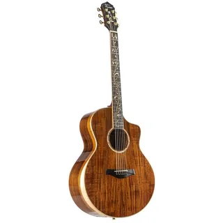 Fame Koa Deluxe Westerngitarre, Akustik-Gitarre mit Tonabnehmer, elektroakustische Gitarre, Grand Auditorium mit Cutaway und Natural Koa Decke