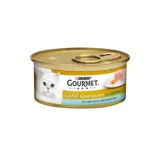 Mixpaket Gourmet Gold Feine Katzenfutter  Pastete 48 x 85 g - Mix 4: Huhn, Seelachs/Karotte, Forelle/Tomate, Rind