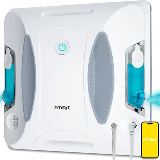 Fmart W6 fensterputzroboter mit sprühfunktion, automatischer fensterroboter, leistungsstarke 3800pa Saugkraft, 50ml Wassertank, APP-Steuerung, automatische Bahnplanung