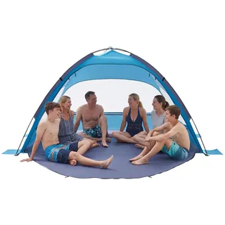 Vevor Strandmuschel Sonnenschutz für 6 Personen, UPF 50+ Schutz, Tragbares Strandzelt mit Tragetasche & Bodenverankerungen, Leichter Strandsonnenschirm für Camping Angeln Picknick, Sonnenzelt