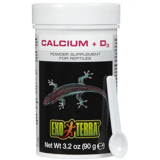 Exo Terra Puderzusatzpräparat, Calcium und Vitamin D3, Futterzusatz für Reptilien, 90g