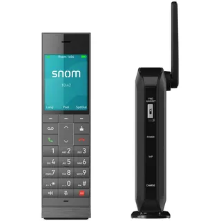 Snom HM201 DECT Schnurlos Hospitality Telefon mit Antibakteriellem Gehäuse, Farbdisplay, Beleuchteter Tastatur, PoEs, Bis 4 Handgeräte, DSGVO-konform, Kein Repeater Notwendig