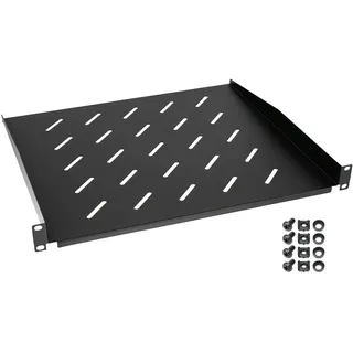 HMF 65499 Fachboden für Serverschrank 19 Zoll | 1 HE | 400 mm Einbautiefe | Schwarz