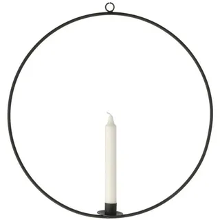 Spetebo Metall Kerzenhalter Ring 40 cm - schwarz - Hänge Tafel Stab Kerzen Halter rund zum Aufhängen