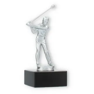 Pokal Metallfigur Golf Herren silbermetallic auf schwarzem Marmorsockel 15,6cm