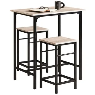 SoBuy Essgruppe Bartisch Set 3-teilig Bistrotisch mit 2 Stühlen, Esstisch Sitzgruppe – Esszimmermöbelset