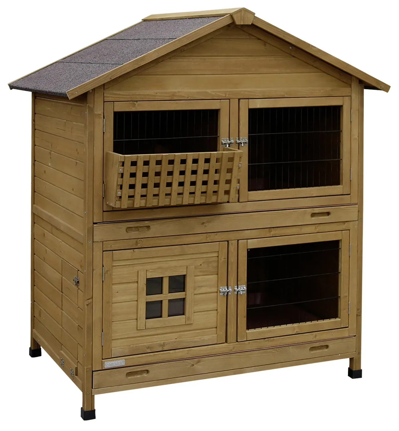 Kerbl Pet Pet Nagerstall S&uuml;dtirol, Ger&auml;umiger, wetterfester Stall f&uuml;r Meerschweinchen, Mit herausziehbaren Kunststoffwannen und Heuraufe
