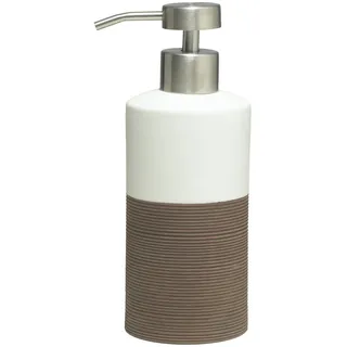 Sealskin Doppio Seifenspender, aus natürlichem Porzellan, freistehend und somit flexibel ohne Bohren zu platzieren, für Badezimmer und Küche, Farbe: Braun, handbemalt