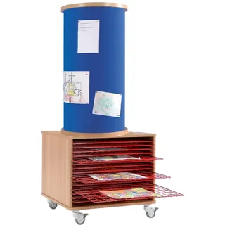 Mobile Litfaßsäule mit Stoffüberzug, 15 Trockengitter und Regal, Serie KLS-TW15S