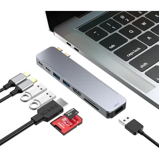 BHHB M82 USB C Hub Adapter für MacBook Pro Air Docking Station 8-in-2 für Mac Book Zubehör 4K@30Hz HDMI, Thunderbolt 4/3, USB 3.0, SD/TF, USB C Dockingstation USBC Dock Adapter für Mac M5 M4 M3 M2 M1