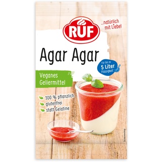 RUF Agar Agar Pulver, veganes Geliermittel, pflanzliche Gelatine für Tortencreme, Dessert, Mousse & Marmelade, kalte oder heiße Verarbeitung, 1 x 30g