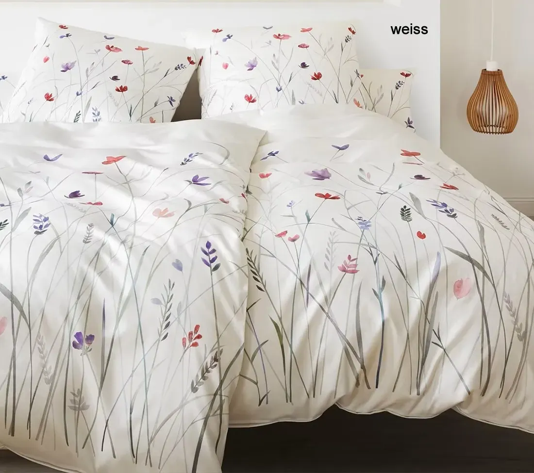 Elegante Mako-Satin Bettwäsche Highlife - 135x200 cm + 40x80 cm	weiss