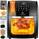 KESSER® XXL Airfryer 9in1 Heißluftfritteuse Fritteuse Drehgrill Mikrowellen Rezeptheft Grillspieß 1800 Watt fettfrei grillen 8 Programme inkl. Zubehör