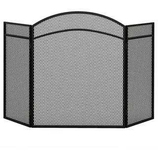 Homcom Kaminschutzgitter, Klappbares mit 3 Paneelen, Ofenschutzgitter, für Wohnzimmer, Metall, 96 x 60 cm, Schwarz
