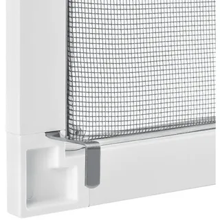 Fliegengitter mit Alu-Rahmen 120 x 140 cm für Fenster zum Einhängen UV-beständig in Weiß