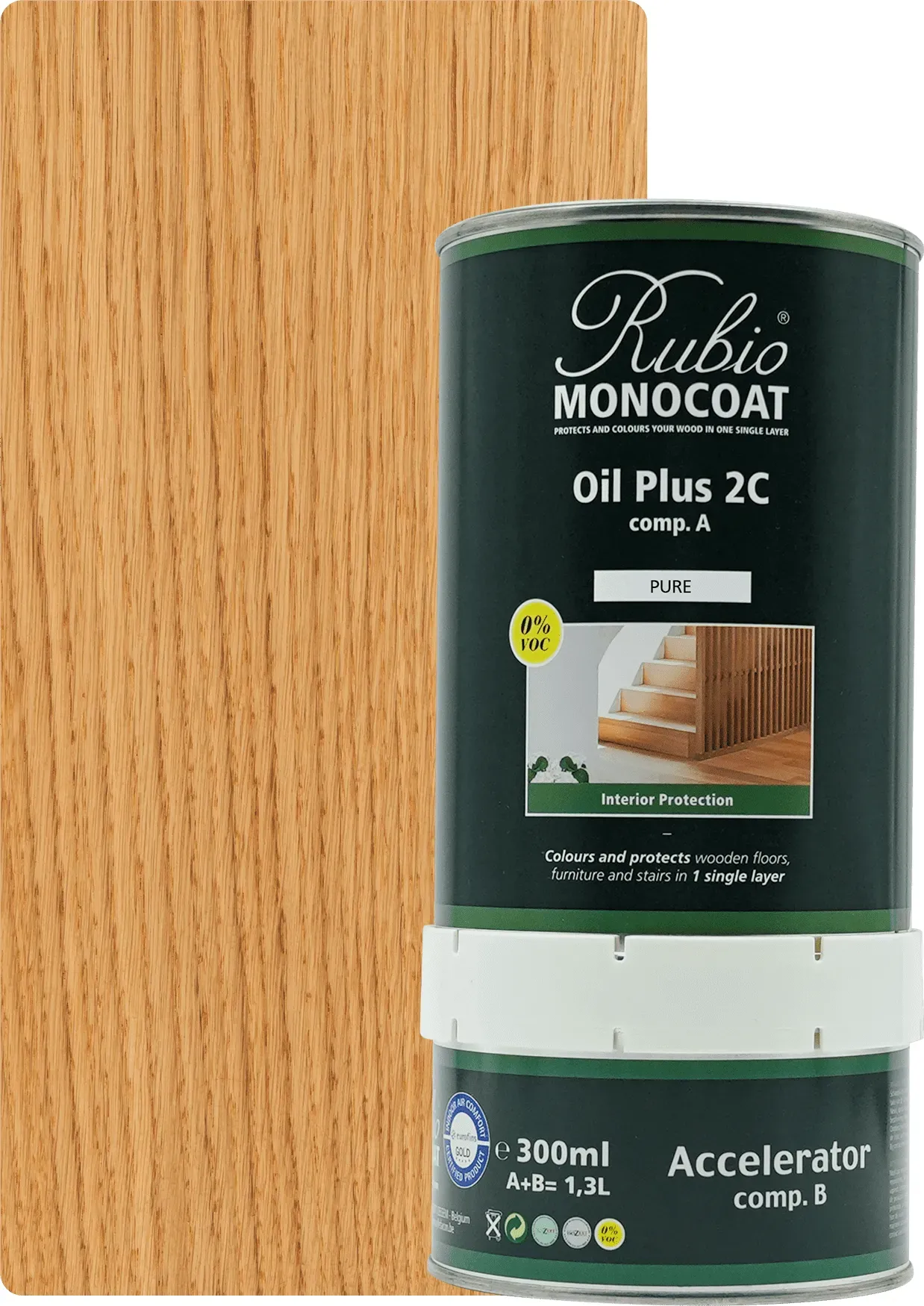 Rubio Monocoat Set Oil Plus 2C Pure (Transparent) 1300ml (A+B) - 1300ml [52m2]