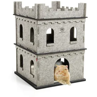 CanadianCat Company | Katzen-Chateau aus Filz für Katzen - Felty Fort | Erdgeschoss + Etage + XXL Flauschkissen - Set