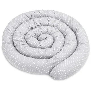 Totsy Baby Seitenschläferkissen Bettschlange Body Pillow 200 cm Baumwolle - Kopfkissen lang Bettrolle Schlafkissen Nackenrolle Kissen Oeko-Tex Tupfen auf Grau