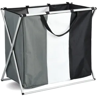 Zeller Present Wäschesortierer, 3 Fächer, Polyester/Aluminium,