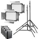 Walimex pro pro LED Versalight 500 Bi Color 2er Set 2x Leuchte 2x 4x Akku (Flächenleuchte), Dauerlicht, Schwarz