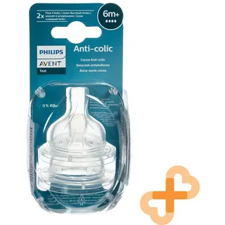 Philips AVENT Silikon Sauger Anti-Colic ab 6 Monaten SCY764/02, Klar, 2er-Pack