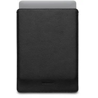 WOOLnut Schutzhülle für MacBook Pro 14 – Laden in der Hülle – Vollnarbenleder, Innenseite aus Wollfilz – perfekte Passform – skandinavisches Design, kompatibel mit Apple MacBook Pro 14 Zoll – Schwarz