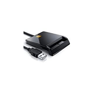 CSL - USB Chipkartenleser SmartCard Reader - Plug and Play - Power Status-LED - USB Bus-Powered - HBCI Fähig - Windows 10 11 kompatibel - schwarz - KEIN PERSONALAUSWEIS
