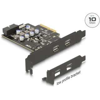 DeLock PCI Express x4 Karte zu 2 x extern USB Type-C+ 1 intern 10 Gbps Typ-E Key Rack-Zubehör