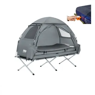 SoBuy 4in1-Zelt mit Campingliege Metall Oxford-Nylon Grau OGS32-HG