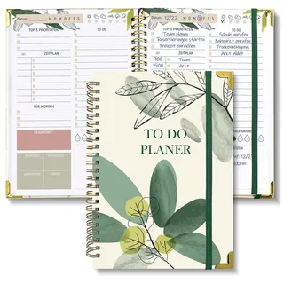 biroyal Tagesplaner undatiert A5 | 120-Tage To Do Planer für Aufgaben & Notizen | To Do Listen Block | Tages- & Wochenplaner Spiralblock Hardcover | Perfekt für Büro & Schule | Tintenwäsche