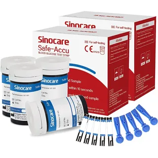 sinocare Teststreifen Blutzucker, 100pcs Blutzuckerteststreifen, Portable für Reise (Safe Accu 100pcs Teststreifen)