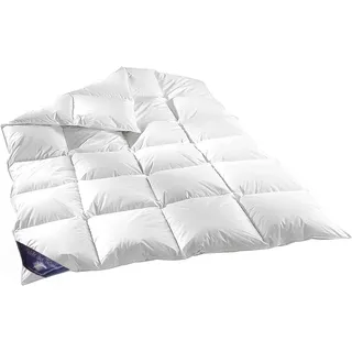 Welt der Träume Daunendecke 80% Daunen 135x200 cm Füllgewicht: 1200 Gramm 100% Baumwolle Daunenbettdecke 135x200 kein Lebendrupf Winterdecke weiß