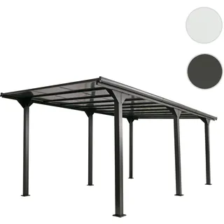 Mendler Alu-Carport HWC-O23, Autoüberdachung Garage Unterstand, 10cm-Gestell Polycarbonat-Dach Regenrinne, 3x6m - anthrazit