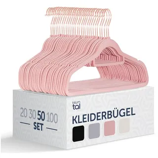 Blumtal Kleiderbügel 50 Stück - Kleiderbügel Samt 360° drehbar und belastbar - Kleiderbügel platzsparend und rutschfest - Kleiderbügel Rosa mit Samtbezug - Samtbügel - Kleiderbügel Samt Rosa - Hanger