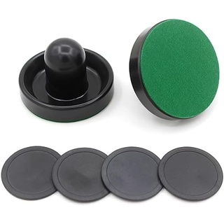 Air Hockey Pushers,2 Pcs 60mm Air Hockey Pushers Poussoir Hockey sur Coussin d'air Rondelles de Remplacement Air Rondelles Pucks Set Glace Accessoires Avec 4 rondelles(Schwarz