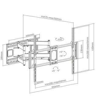 Value TV-Wandhalterung Full-Motion<120"<120kg 900x600