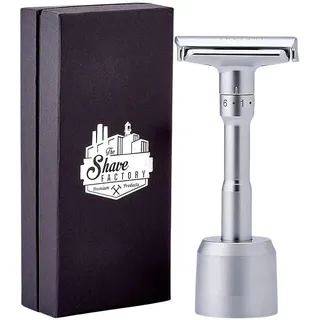 SHAVE FACTORY Einstellbarer Sicherheitsrasierer Matt + Ständer, 150 g