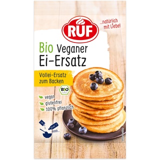 RUF Bio Veganer Ei-Ersatz, 100% pflanzlicher Vollei-Ersatz, Ei-Ersatz-Pulver zum Backen, Kochen, Panieren & für Desserts, entspricht 4 Eiern, 1 x 28g