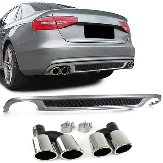 Sport Heck Diffusor mit Doppelrohr Endrohren beidseitig für Audi A4 B8 07-11
