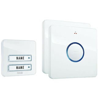 m-e BELL-232.3 Funk-Türglocken-Set mit LED-Leuchtring, 2-Familienhaus